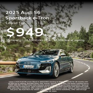 front facing 2025 Audi S6 e-tron Sportback driving